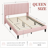 Yaheetech King Bed Frame Upholstered Platform Bed with Fabric Headboard, Wing Edge Design/Non-Slip and Noise-Free/Wooden Slats Support/No Box Spring Needed/Easy Assembly, Ivory King Bed