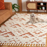 SAFAVIEH Area Rug 8x10 - Moroccan Tassel Shag Collection - Large - Ivory & Brown, Boho Design, Non-Shedding & Easy Cleaning, Plush Pile, Ideal for Living Room, Bedroom, Dining Space (MTS688A)