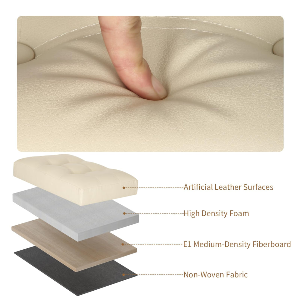 Storage Ottoman Foot Rest Stool, Foldable Leather Footstool Storage Bench with Thicker Foam Padded Seat. Foot Rest Under Desk for Living Room Bedroom 350 lbs, 17x13x13 in, Brown