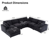 Tmsan 129.3" Oversized Modular Sectional Sofa, U Shaped Couch with Movable Ottoman, Large 7 Seat Corner Couches for Living Room, Spacious Space, Beige