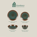 Bloomhouse Santorini Mist Double Bowl Terracotta Reactive Glaze Plates and Bowls Dinnerware Set - Amber, Service for Four (16pcs)