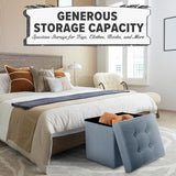 LINMAGCO Ottoman Storage Ottoman with Storage Small Foot Rest Stool Under Desk Stool Short Folding Footrest Linen Cloth Dark Gray 16X12X12IN