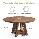 LITTLE TREE Round Dining Table for 4-6 People, 47 Inches Dining Room Table with Wooden Pedestal Base, Brown Dinner Tables, Circle Kitchen Tables for Dining Room, Kitchen, Living Room(Table Only)