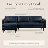 POLY & BARK Napa 72" Apartment Sofa – Italian-Tanned Full-Grain Pure-Aniline or Semi-Aniline Leather, Feather-Down Cushioning, Kiln-Dried Solid Wood Frame, Walnut Legs - Cognac Tan