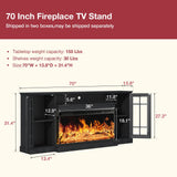 oneinmil 36 Inch 3-Sided Glass Fireplace TV Stand for TVs up to 80", Rustic Media Entertainment Center Console Table with Glass Door Closed Storage, Set of TV Table, White