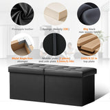 AmasSmile Footrest Ottoman Bench with Storage,34Inch Black Leather Footstool, Coffee Table, Padded Seat, Storage Chest,Blanket Store with Flipping Lid for Livingroom and Bedroom