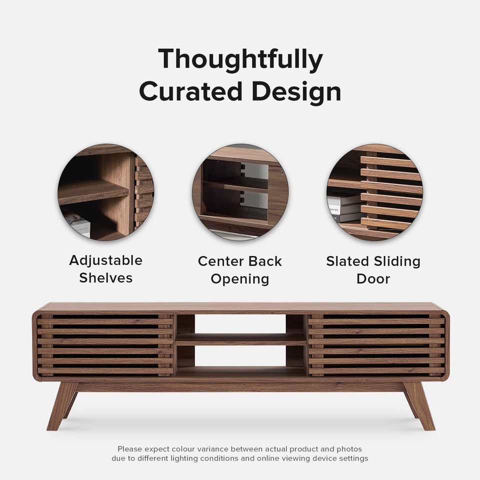 mopio Ensley TV Stand, Mid Century Modern for 55/60/65 inch TV, Farmhouse TV Stand, Entertainment Center with Storage, TV and Media Console for Living Room (Walnut, 59" Tall)