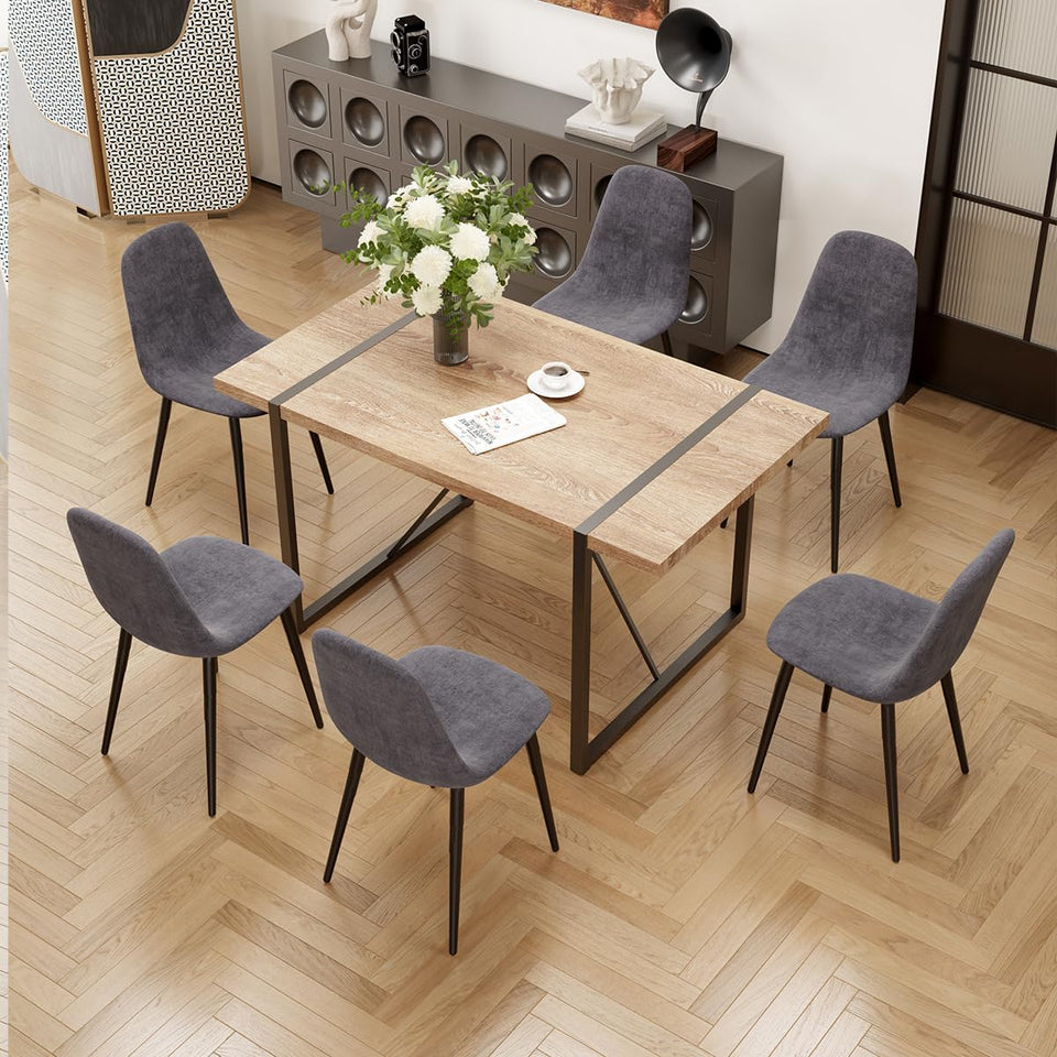 MUUOKY Dining Table Set for 4, Modern 55'' Wood Dinette Table Set for 4 with Fabric Dining Chairs,Table and Chairs Set of 4,Ideal for Kitchen Dining Room