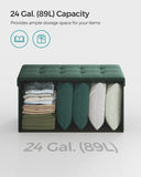 SONGMICS MAZIE Collection - 43 Inches Folding Storage Ottoman Bench, Ottoman Foot Rest, End of Bed Bench, Storage Chest, Load 660 lb, for Living Room, Bedroom, Entryway, Dark Gray ULSF77K