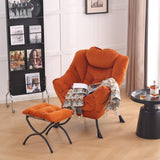 LITA Lazy Chair with Ottoman, Modern Accent Leisure Upholstered Lazy Sofa Armchair, Contemporary Lounge Reading Chair with Armrests and a Side Pocket for Living Room, Bedroom & Small Space, Dark Grey