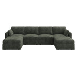 HONBAY Sectional Couch with Storage Seats, Modular Sectional Sofa with Storage Ottoman, U Shaped Sectional Couches for Living Room, Light Beige