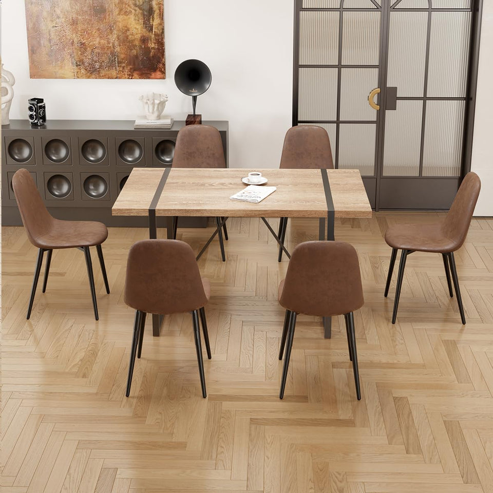 MUUOKY Dining Table Set for 4, Modern 55'' Wood Dinette Table Set for 4 with Fabric Dining Chairs,Table and Chairs Set of 4,Ideal for Kitchen Dining Room