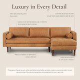 POLY & BARK Napa 72" Apartment Sofa – Italian-Tanned Full-Grain Pure-Aniline or Semi-Aniline Leather, Feather-Down Cushioning, Kiln-Dried Solid Wood Frame, Walnut Legs - Cognac Tan