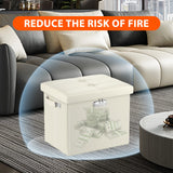 DocSafe Storage Ottoman with Lock,Fireproof Folding Ottoman Foot Rest Stool Storage Chest with Storage Safe for Important Documents,Waterproof 17 Inches Short Ottoman Foot Stool with Handles,Black