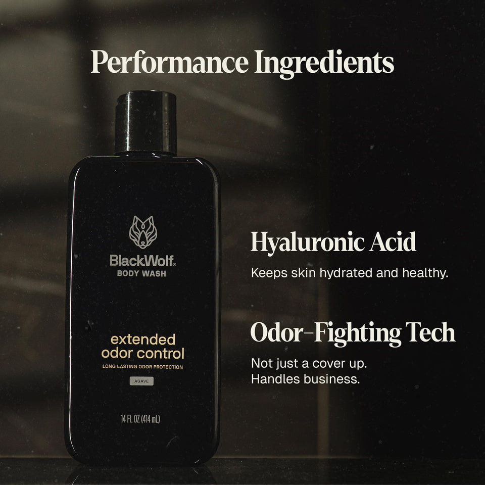 Black Wolf Salicylic Acid Body Wash for Men, 1 Liter - Men's Acne Body Wash - Charcoal Helps Reduce Acne Breakouts & Cleanse Your Skin - Full Coverage & Deep Clean Treatment - Men's Bodywash