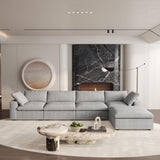 160.6" Cloud Couch Modular Sectional Sofa for Livingroom,Oversized Convertible Sofa with Storage Ottomans,6 Seat Wide Couches,Cushion Covers Removable (Khaki, 6 Seater)