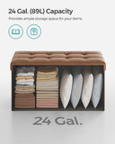 SONGMICS MAZIE Collection - 30 Inches Storage Ottoman Bench with Flipping Lid, Storage Chest Footstool, Load 660 lb, for Entryway, Living Room, Bedroom, Synthetic Leather, Black ULSF45BK