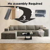 135.4" Cloud Modular Sectional Couch with 1 Ottoman,Modern Minimalist Upholstered Couches, Comfort U Shaped Sofa for Living Room,Deep Seat Corner Couch，No Assembly Required (Black,Left Facing Chaise)