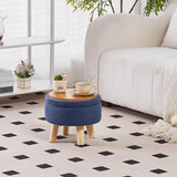 Wimarsbon Storage Ottoman, Modern Round Footrest with Soft Padded Seat, Teddy Velvet Footstool with Wood Legs, Accent Small Table or Plant Stand for Hallway, Living Room (Cream)