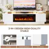 OneBlis 70" TV Stand for Living Room, Modern Entertainment Center & Media Console, Fits TVs up to 80", Storage Cabinet with Shelves, 36" Electric Fireplace with LED Flame (All Black)