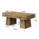 LITTLE TREE Farmhouse Coffee Table, 47 Inches Wooden Rectangular Accent Center Tables with Thick Base, Modern Low Cocktail Tea Furniture for Living Room (Rustic Brown)
