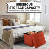 LINMAGCO Ottoman Storage Ottoman with Storage Small Foot Rest Stool Under Desk Stool Short Folding Footrest Linen Cloth Dark Gray 16X12X12IN