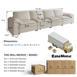 EASE MOOSE Leather Sectional Couch, Oversized Modular Sectional Sofas, Wide Deep Seat Modular Couch, Scratch Resistant Faux Leather Material, L Shaped Sofa for Big Spaces,Beige