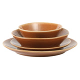 Bloomhouse Santorini Mist Double Bowl Terracotta Reactive Glaze Plates and Bowls Dinnerware Set - Amber, Service for Four (16pcs)