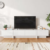 UKAOCAI 86.61'' Tambour TV Stand for 55-85 Inch, Modern Entertainment Center with Large Storage Cabinet & Open Shelves, TV Console with Sliding Doors for Living Room, Bedroom, Natural