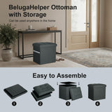 Storage Ottoman with Extra Thick Foam Padded Seat, Foldable Foot Rest Stool with Linen Fabric, 43L Ottoman with Storage Bench for Bedroom Living Room, Holds Up to 300lbs, 17x13x13in, Dark Gray