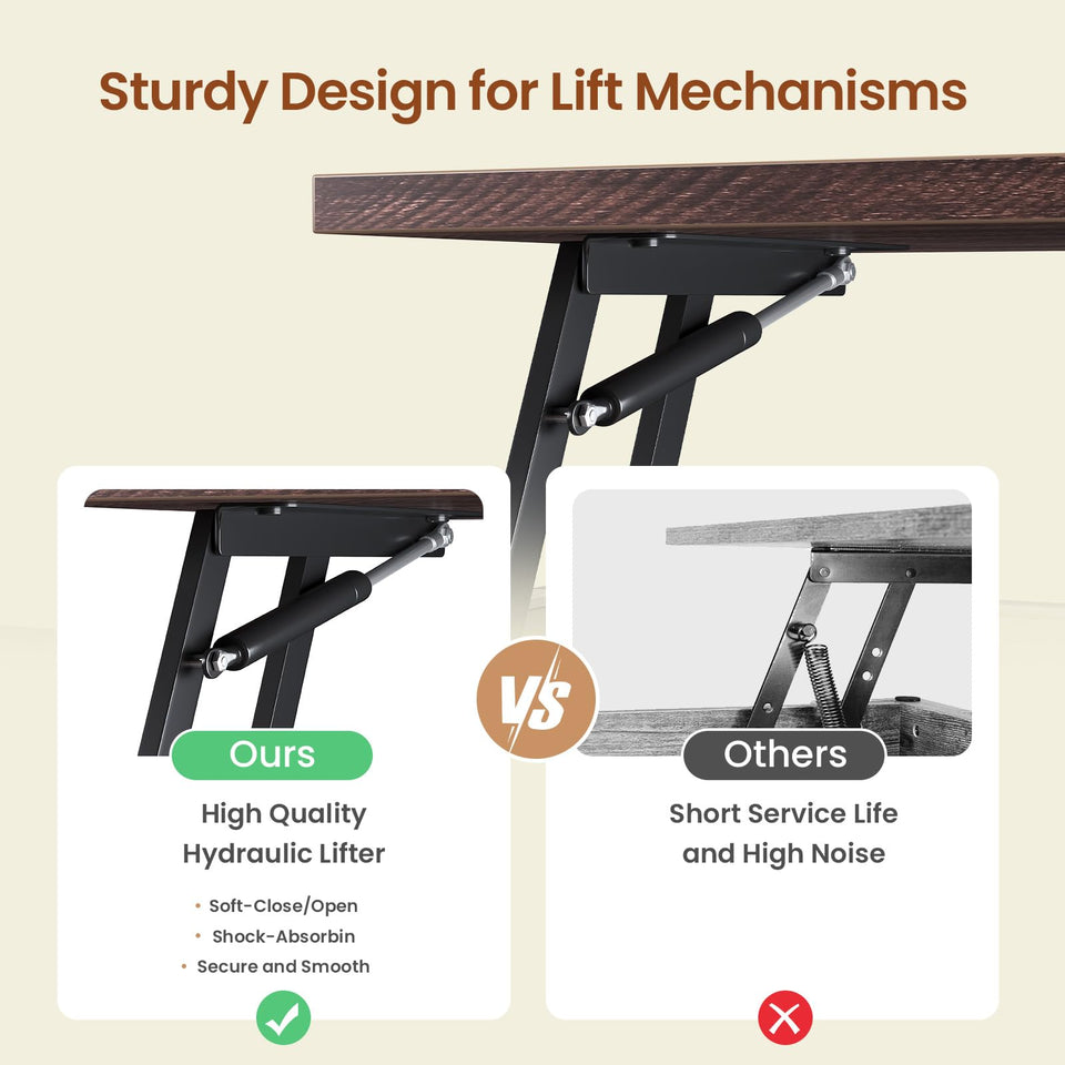 SEDETA 31.5" Lift Top Coffee Table with Storage, Square Coffee Tables for Living Room, Farmhouse Coffee Table with Large Hidden Storage Compartment and Adjustable Shelves, Black