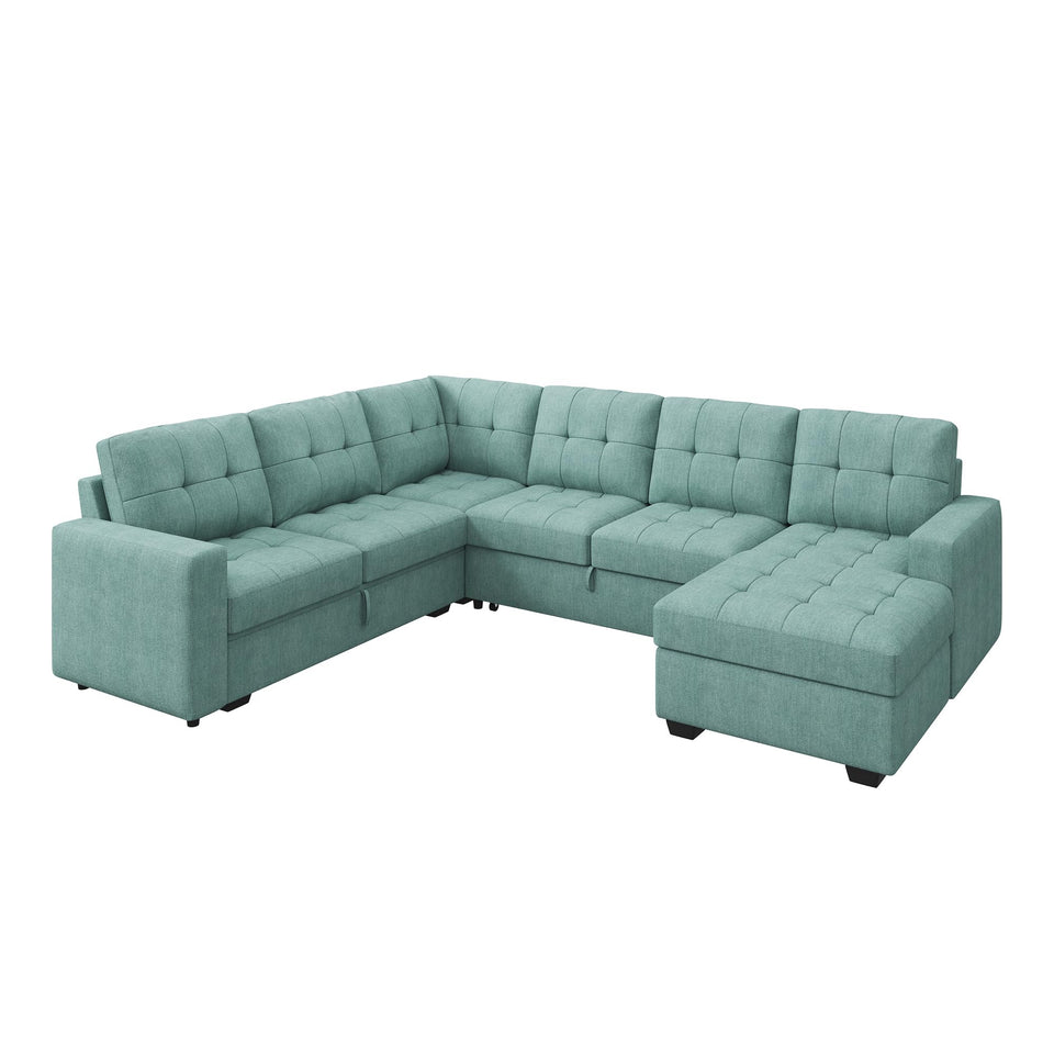 HONBAY Sectional Sleeper Sofa Pull Out Bed with Storage Chaise, Sectional Sofa Couch, Sleeper Couch Bed for Living Room, Dark Grey