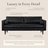 POLY & BARK Napa 72" Apartment Sofa – Italian-Tanned Full-Grain Pure-Aniline or Semi-Aniline Leather, Feather-Down Cushioning, Kiln-Dried Solid Wood Frame, Walnut Legs - Cognac Tan