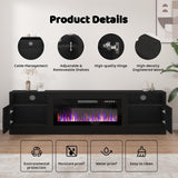 Lemberi Fireplace tv Stand with 36 inch Fireplace Up to 90" TVs, LED Light Entertainment Center and Storage, 80" Modern Wood Media TV Console with Highlight Cabinet for Living Room (White)