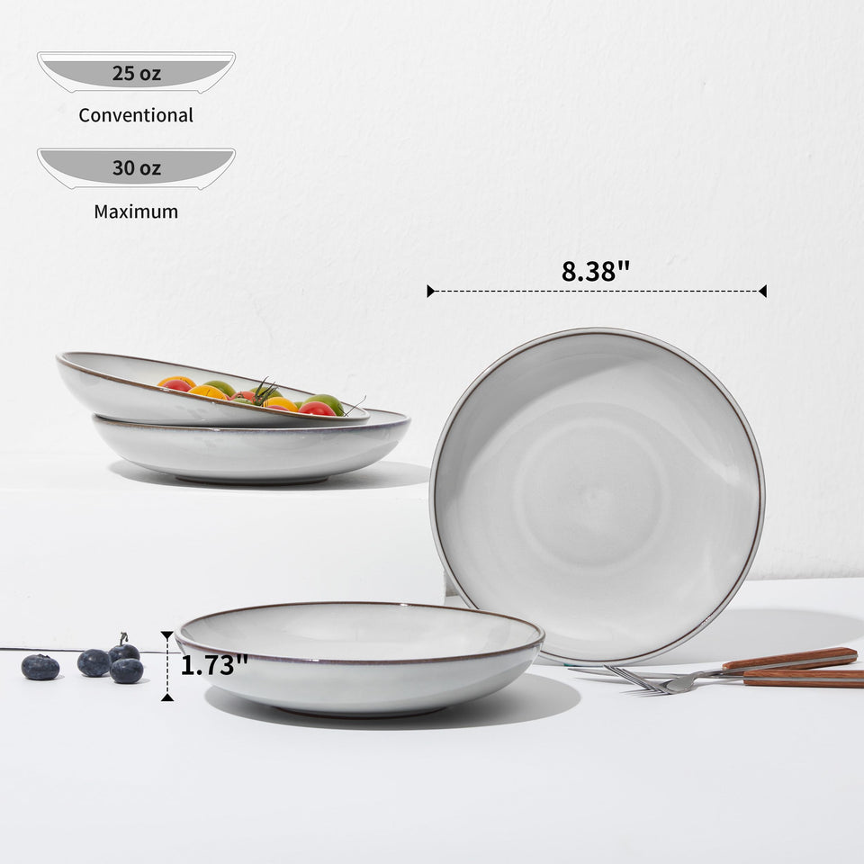 Pokini 24 Piece Dinnerware Sets for 8, Modern Stoneware Plates and Bowls Setst, Perfect for Family Gatherings & Holiday Celebrations, Easy Cleaning Dishes Set, Stack Compactly Dishware, Brown Green