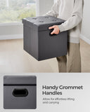 SONGMICS MAZIE Collection - 30 Inches Storage Ottoman Bench with Flipping Lid, Storage Chest Footstool, Load 660 lb, for Entryway, Living Room, Bedroom, Synthetic Leather, Black ULSF45BK