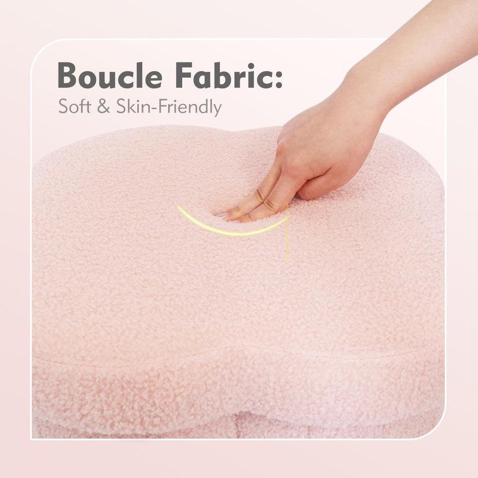 B FSOBEIIALEO Storage Ottoman Cube, Flowers Shaped Ottomans with Storage Foot Stool Footrest for Lving Room, Boucle Ottoman Seat for Dorm Room,Faux Teddy Fur, Cream White 12.6"x12.6"x12.6"