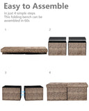 AmasSmile Footrest Ottoman Bench with Storage,34Inch Black Leather Footstool, Coffee Table, Padded Seat, Storage Chest,Blanket Store with Flipping Lid for Livingroom and Bedroom