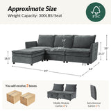 HULALA HOME 127'' Modular Sectional Sofa, Oversized U Shaped Couch with Storage Ottoman, Comfy Chenille Sofa with Deep Seat, 6 Seat Convertible Couches for Living Room, Beige