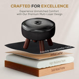 oakvivo 13in Small Foot Stool Ottoman, Round Faux Leather Foot Rest for Couch, Under Desk Pouf Footstool Footrest with Non-Skid Rubber Legs for Ling Room, Bedroom, 13''L x 13''W x 10.2''H, Green