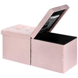 AmasSmile Footrest Ottoman Bench with Storage,34Inch Black Leather Footstool, Coffee Table, Padded Seat, Storage Chest,Blanket Store with Flipping Lid for Livingroom and Bedroom