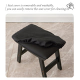 Foot Stool,Ottoman,Bamboo Small Sofa Foot Rest Under Desk,Extra Seating for Living Room, Bedroom and Kitchen(Brown Stool Legs - Beige Surface)