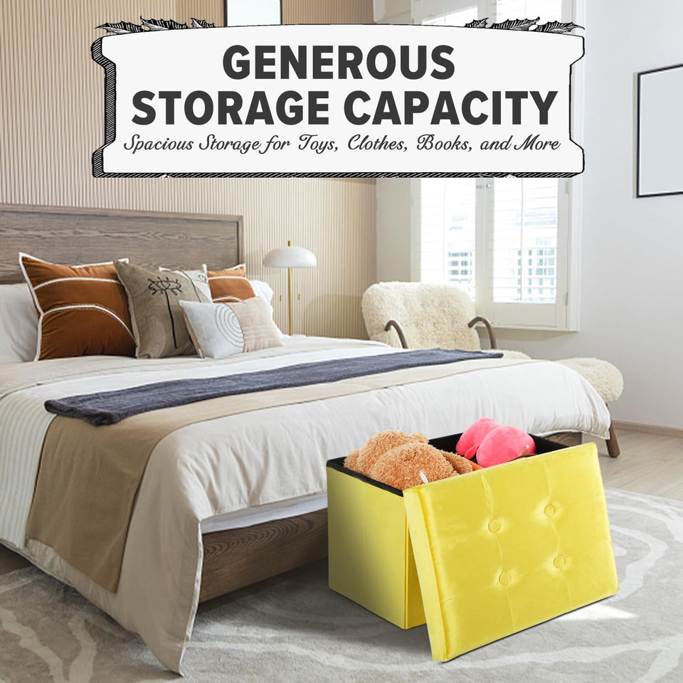 LINMAGCO Ottoman Storage Ottoman with Storage Small Foot Rest Stool Under Desk Stool Short Folding Footrest Linen Cloth Dark Gray 16X12X12IN