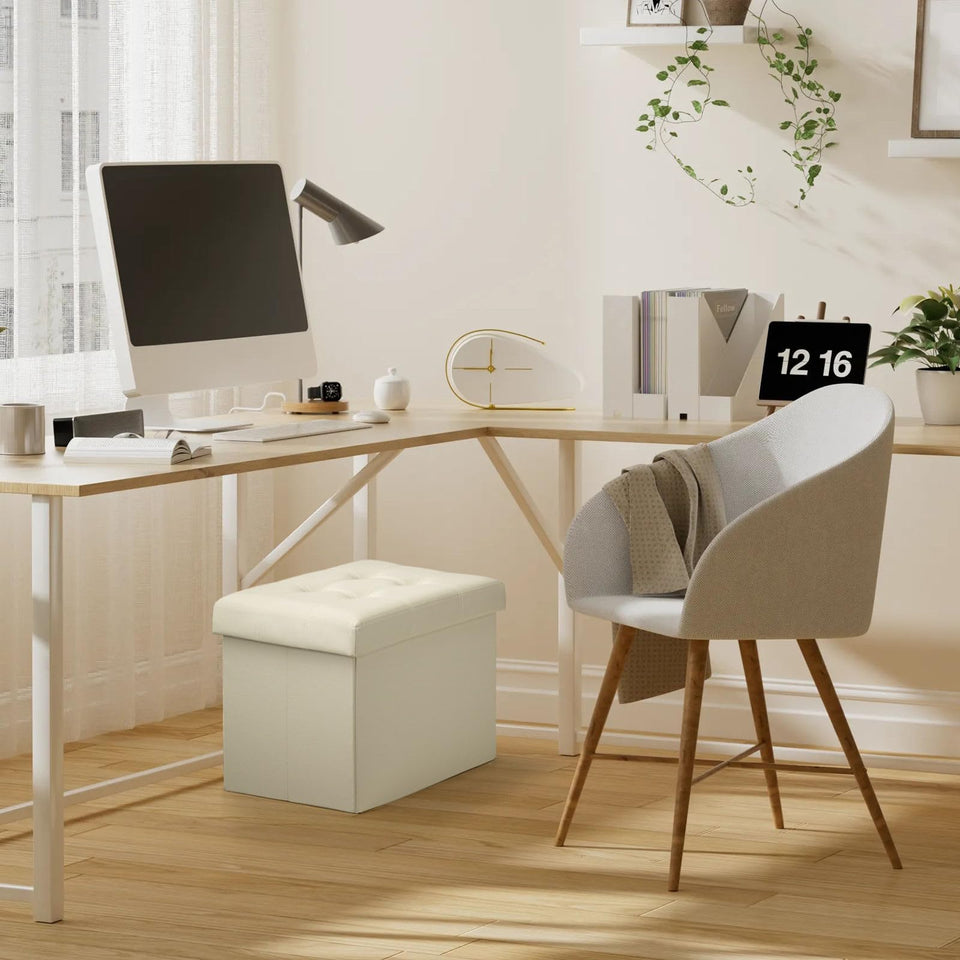 Bsketa Storage Ottoman, Folding Foot Stool with Thicker Foam Padded Seat Small Leather Storage Ottoman Bench Foot Rest for Living Room Foldable Coffee Table 17x13x13in,Black