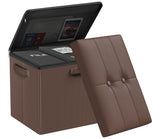 DocSafe Storage Ottoman with Lock,Fireproof Folding Ottoman Foot Rest Stool Storage Chest with Storage Safe for Important Documents,Waterproof 17 Inches Short Ottoman Foot Stool with Handles,Black