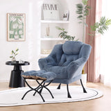 Welnow Lazy Chair with Ottoman, Modern Lounge Accent Chair with Armrests and a Side Pocket, Leisure Sofa Armchair, Reading Armchair with Footrest for Small Space, Dark Grey