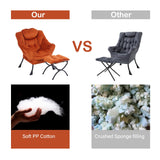 LITA Lazy Chair with Ottoman, Modern Accent Leisure Upholstered Lazy Sofa Armchair, Contemporary Lounge Reading Chair with Armrests and a Side Pocket for Living Room, Bedroom & Small Space, Dark Grey