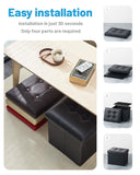 AmasSmile Storage Ottoman Folding Foot Rest Stool, Leather Footstool Bench, Short Ottoman Stool, Storage Foot Rest Store, Books (Black, 17" D x 13" W x 13" H)