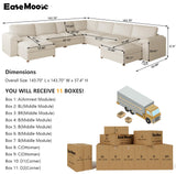 EASE MOOSE Leather Sectional Couch, Oversized Modular Sectional Sofas, Wide Deep Seat Modular Couch, Scratch Resistant Faux Leather Material, L Shaped Sofa for Big Spaces,Beige