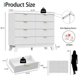 Fluted Dresser for Bedroom with 9 Drawers, 57" Wide Modern Chest of Drawers with Metal Handle, Wooden Dresser TV Stand, Wood Closet Clothes Storage Organizer for Living Room, Hallway, Natural Oak